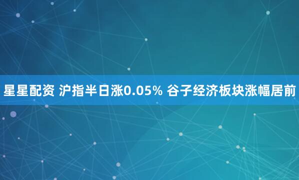 星星配资 沪指半日涨0.05% 谷子经济板块涨幅居前