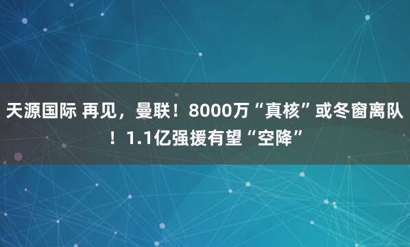 天源国际 再见，曼联！8000万“真核”或冬窗离队！1.1亿强援有望“空降”