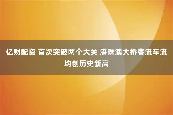 亿财配资 首次突破两个大关 港珠澳大桥客流车流均创历史新高